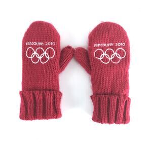 Winter Olympics Vancouver Canada 2010 Red Knit Mittens Youth Size Hudson's Bay